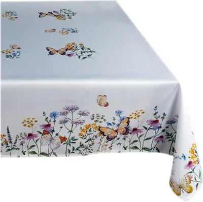 Produktbild von Tischdecke Tischläufer Druck Blumen und Schmetterlinge Frühling 130 x 170 cm