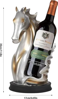 Produktbild von Weinflaschenhalter Pferdeskulptur - Tisch-Weinregal - 17×30 cm - Dekofigur - Mehrfarbig