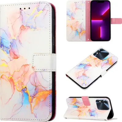 Produktbild von Tecno Spark 8 Case, WindCase Butterfly PolyurethanLeather Flip Wallet Card Slots with Hand Strap, Stand Cover for Tecno Spark 8 KG6 Bunt