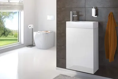 Produktbild von Möbel Outlet Waschplatz VITA | Hochglanz weiß | 58 x 40 x 22 cm | Badmöbel | Kombinierbar