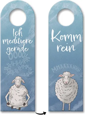 Produktbild von Ich meditiere gerade oder Komm rein Türhänger mit lustigem Schaf