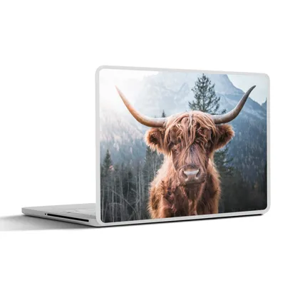 Produktbild von MuchoWow® Laptop Aufkleber Sticker Cover Schottischer Hochländer - Kuh - Tiere - Berg - Natur 30x22 cm - Laptop-Sticker
