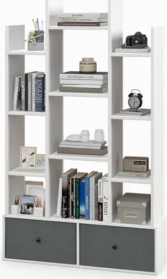 Produktbild von GOPLUS Bücherregal, Standregal mit Vliesschublade & Regalböden, Aufbewahrungregal für Wohnzimmer, Arbeitszimmer (Weiß, 80 x 24 x 132 cm (L x B x H))
