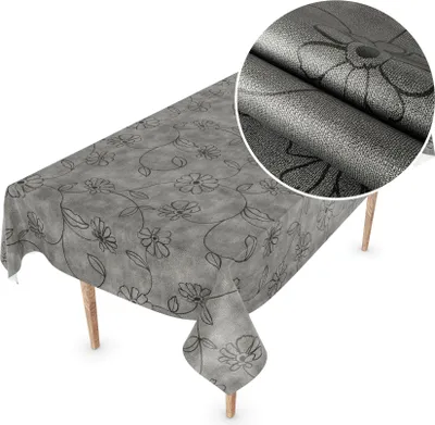 Produktbild von Tischdecke Wachstuch Premium Ornamente Grau Robust Wasserabweisend Breite 140 cm Länge 100 cm