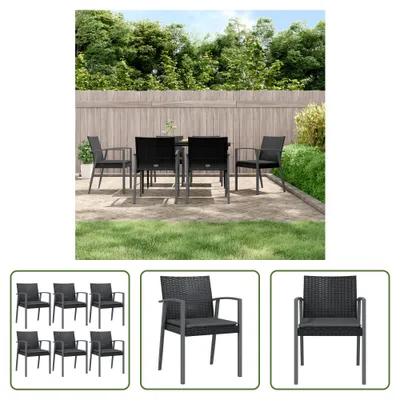 Produktbild von The Living Store Gartenstühle mit Kissen 6 Stk. Schwarz 56,5x57x83cm Poly Rattan