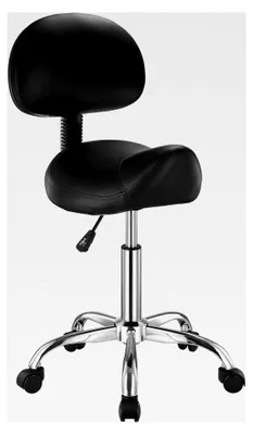 Produktbild von Höhenverstellbarer Sattelhocker mit Rückenlehne, belastbar bis 204 kg, Drehhocker für Salon, Spa, Massage und Klinik (84-100 cm)