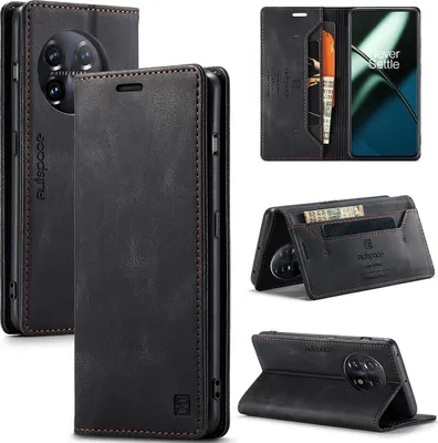 Produktbild von OnePlus 11 Hülle, Retro Kunstledertasche Stand Schutzhülle für OnePlus 11 Schwarz