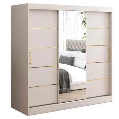 Zdjęcie produktu dla Szafa przesuwna 200x200 Hermes, Kaszmir, Lustro, Szuflady