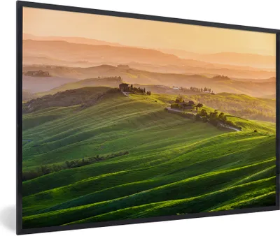 Produktbild von MuchoWow® Gerahmtes Poster Toskana - Landschaft - Hügel 90x60 cm - Poster mit Schwarzem Bilderrahmen Wandposter Rahmen Foto Bilder - Fotorahmen - Foto-Plakat
