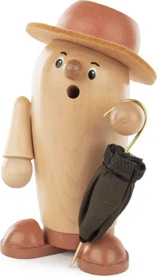 Produktbild von Räucherfigur Rudi der Charmeur natur/braun mit Schirm BxHxT 10x17x10cm NEU