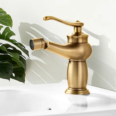 Bidet-Einhebelmischbatterie, Antikmessing, drehbar