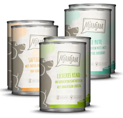 Zdjęcie produktu dla MjAMjAM 6x400g mix pack mokra karma dla psów różne odmiany bezzbożowe