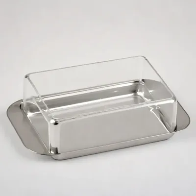 Produktbild von NAKOA Butterdose Edelstahl I Transparenter Deckel I passt genau in die Kühlschranktüre I Spülmaschinenfest BPA-Frei für 250 g Butter I  GERMANY