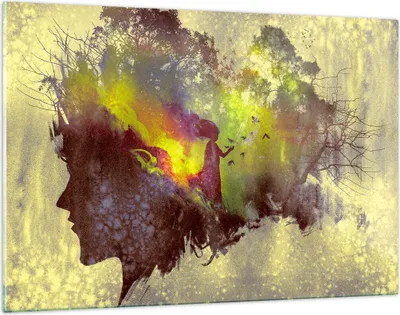 Produktbild von Bilder auf glas - Gesicht Grafik Abbildung Mädchen - 120x80cm - Glasbilder - Wandbilder - Kunstdruck - zum Aufhängen bereit - Wanddekoration aus Glas - Glas Bilder - Wandbild auf Glas - GAA120x80-3195