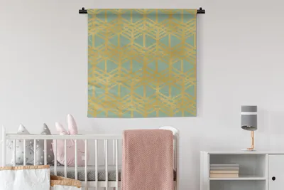 Produktbild von MuchoWow® Wandteppich Wandbehang Gold - Muster - Linie 90x90 cm Tapisserie Dekoration Wandtuch - Wandaufhänger