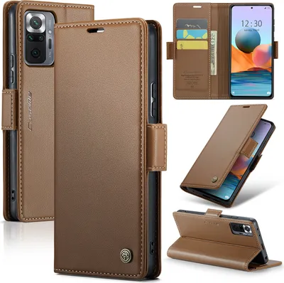 Obrázek produktu pro Redmi Note 10 Pro Pouzdro, RFID Blokování Karet, Pokročilé Flip Kožené Pouzdro s Funkcí Stojánku pro Xiaomi Redmi Note 10 Pro / Note 10 Pro Max Hnědý