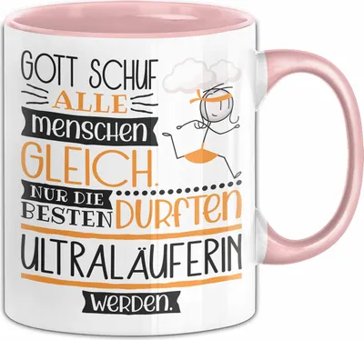 Produktbild von Ultraläuferin Geschenk Becher Tasse Gott Schuf Alle Menschen Gleich Nur Die Besten Durfeten Ultraläuferin Werden Geschenkidee Lustig (Rosa)