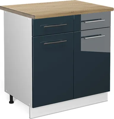 Immagine prodotto di Mobiletto base per cucina Vicco Fame-Line Blu scuro lucido 80 cm , PL Rovere, Model 49699