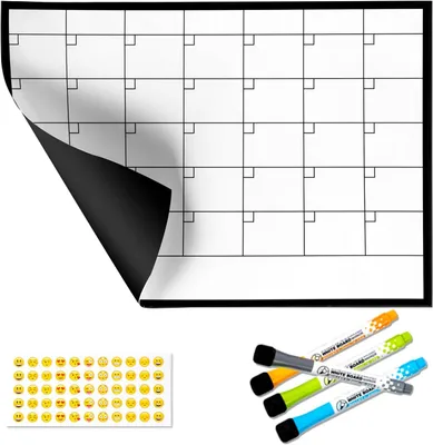 Produktbild von Magnetische Monatsplaner A4, 30 x 21 cm, abwischbare Whiteboard-Kalender, 4 Marker, für Kühlschrank