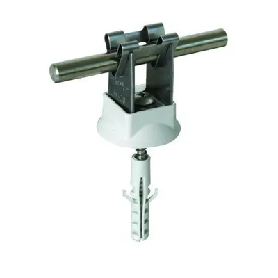 Produktbild von DEHN Leitungshalter DEHNgrip, NIRO, für Rd 8mm, H 20mm, mit Dübel 8x40mm und Holzschraube, 1 Stk.