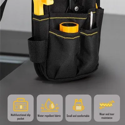 Produktbild von Unyqoos® Werkzeuggürtel für Elektriker – Oxford-Werkzeugtasche mit verstellbarem Gürtel, elastischen Haltern, wasserdicht & rutschfest, 12×6×23,5 cm