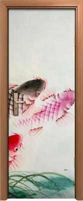 Produktbild von Türposter 70x200 cm Türaufkleber Türtapete Türfolie Klebefolie  Chinesische Karpfen Fisch Malerei