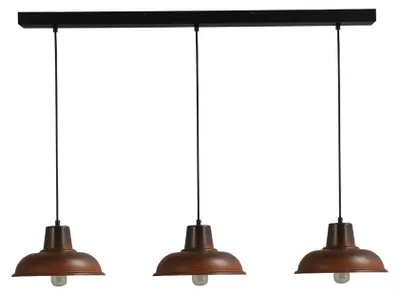 Productafbeelding van Landelijke eettafellamp Industria 3x26 3-lichts bruin met zwart