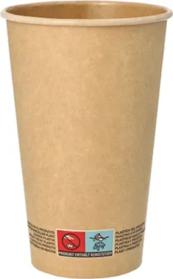 Immagine prodotto di PAPSTAR bicchiere in cartone "puro", 0,4 l, marrone, in cartone con rivestimento biodegradabile, - 1 pezzo (88952)