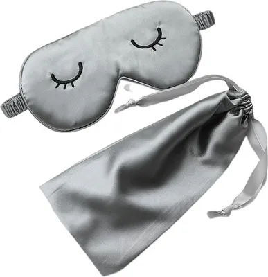 Image de INF Masque pour les yeux brodé en tissu semblable à de la soie Gris