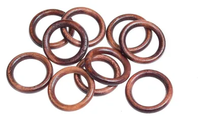 Image de Anneaux pour rideaux en bois de noyer, lot de 10, diamètre de 38 cm, pour tringles à rideaux
