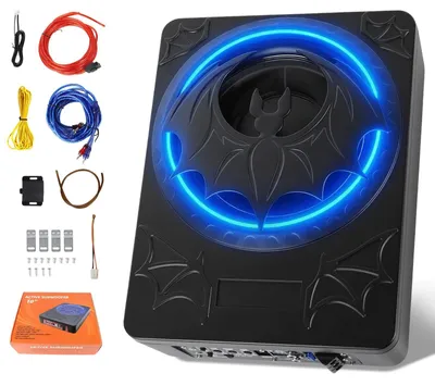 Obrázok produktu pre Subwoofer do auta – aktívny, 25 cm, basový reproduktor určený pod sedadlo – 1200 W – ultra plochý – integrovaný 12V zosilňovač – 4 Ohmy – čierna farba
