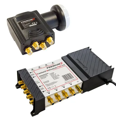 Produktbild von PremiumX Multischalter PXMS-5/8 mit Netzteil Deluxe Quattro LNB 0,1dB 4K 8K