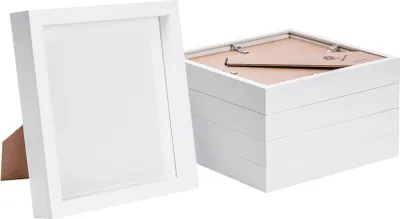 Produktbild von 5x weiß 8 "x 8" 3D Box Fotorahmen - stehendes hängendes Handwerk Schattenbildanzeige - von Nicola Spring