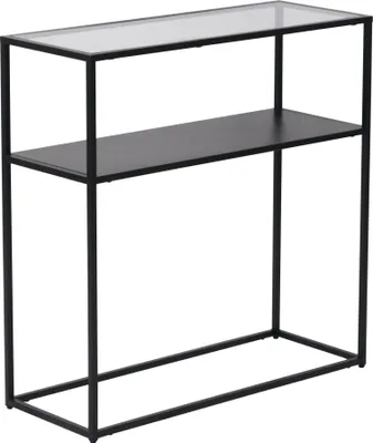 Zdjęcie produktu dla Stolik konsolowy 'Kuhmo' ze szklanym blatem 80 x 80 x 30 cm czarny