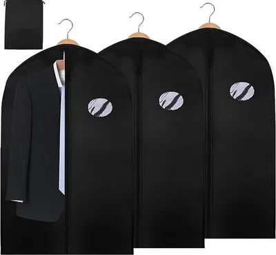 Produktbild von Famanu Kleidungshüllen 3 Stück 100 x 60 cm - Schwarz