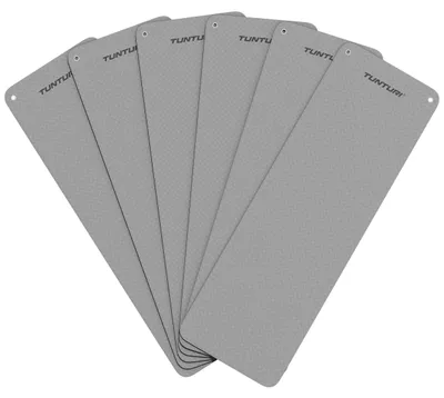 Productafbeelding van Tunturi Platinum Fitnessmat EVA 180 cm Grijs - Set van 6 - 15 mm Dikte - Trainingsmat met Ophangogen