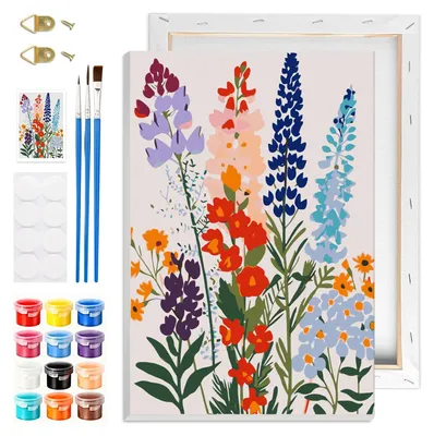 Malerei nach Zahlen, Blumenmotiv, DIY-Set, 20x7 cm