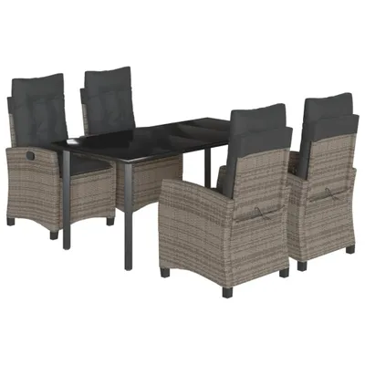 Image de vidaXL Ensemble de jardin 5 pièces avec coussins Gris Poly rotin