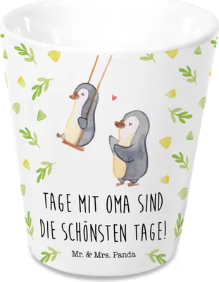 Produktbild von Mr. & Mrs. Panda Blumentopf Pinguin Oma schaukeln - Weiß - Geschenk, Topf, Übertopf, Muttertag, Großmutter, Kakteen, Beste, für, Kräutertopf, Pflanzentopf