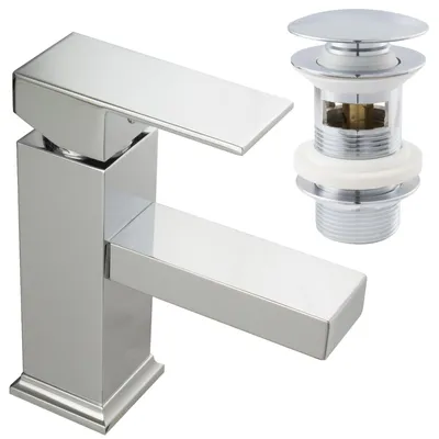 Produktbild von PaulGurkes Waschtischarmatur Einhandmischer Wasserhahn Eckig mit Popup Excenter