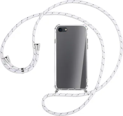 Produktbild von Handykette Backcover-Schutzhülle mit Band (Metall silberfarben) für Apple iPhone 7, iPhone 8 - weiß/grau