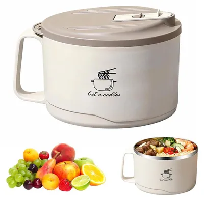 Produktbild von Ramenkom aus Edelstahl, 1100 ml, mit Deckel, für Camping und Küche