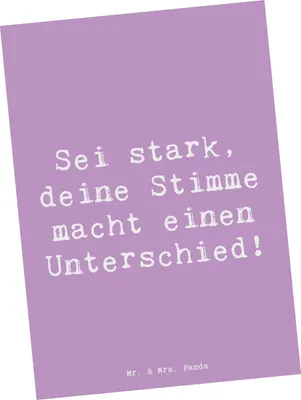 Produktbild von Mr. & Mrs. Panda Postkarte Spruch Deine Stimme zählt - Lavendeltraum - Geschenk, bildkarte, Zuversicht, Trost, Hoffnung, starke Meinung, eigene vertreten, Ansichtskarten