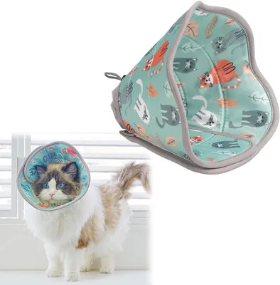 Image de Collier pour chat, taille L, réglable, matériau doux, empêche le léchage, couleur verte