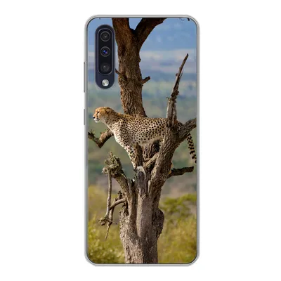 Produktbild von MuchoWow® Handyhülle Schutzhülle Hülle für Samsung Galaxy A30s Leopard - Baum - Tier Silikon Softcase Handy Hülle - Karteninhaber