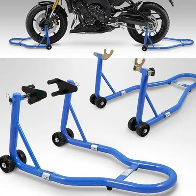 Produktbild von Motorradständer hinten & vorn Motorrad Montageständer Transportständer Blau Belastbar bis 250 kg pro Ständer
