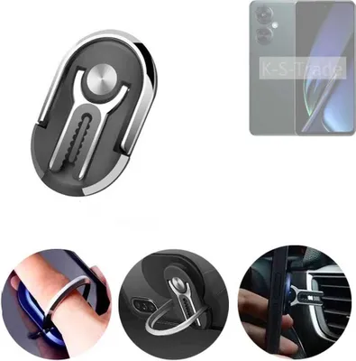 Produktbild von K-S-Trade 3in1 Smartphone-Ring Handy-Ring kompatibel mit Oppo K11x Fingerhalterung  Handyring Tischständer Lüftungsgitter-Halterung Tisch Ständer