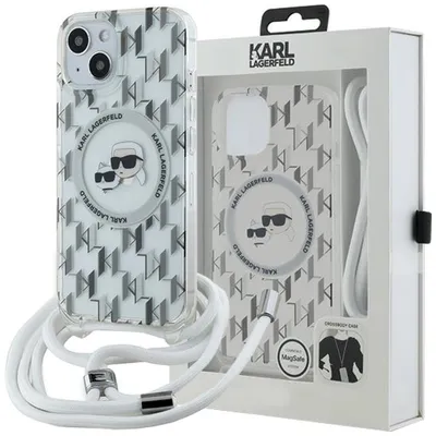 Produktbild von Karl Lagerfeld KLHMP15SHCKCKLCT iPhone 15 / 14 / 13 6.1" transparent hardcase IML Crossbody Monogram Karl & Choupette Head MagSafe Schutzhülle