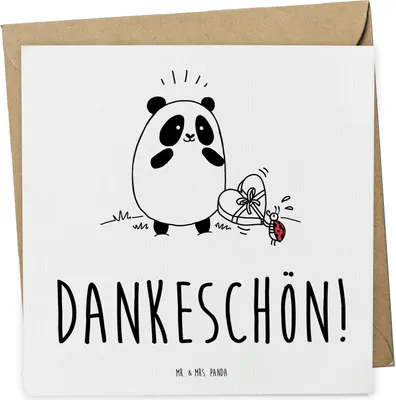 Produktbild von Mr. & Mrs. Panda Grußkarte Panda Dankeschön - Weiß - Geschenk, anlasskarte, Klappkarte, faltkarte, doppelkarte, Glückwunschkarte
