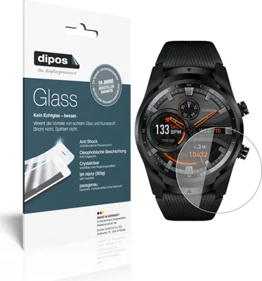 Produktbild von 2x Schutzfolie für Mobvoi TicWatch Pro 4G - Anti-Shock 9H Folie dipos Glass Kunststoffglas
